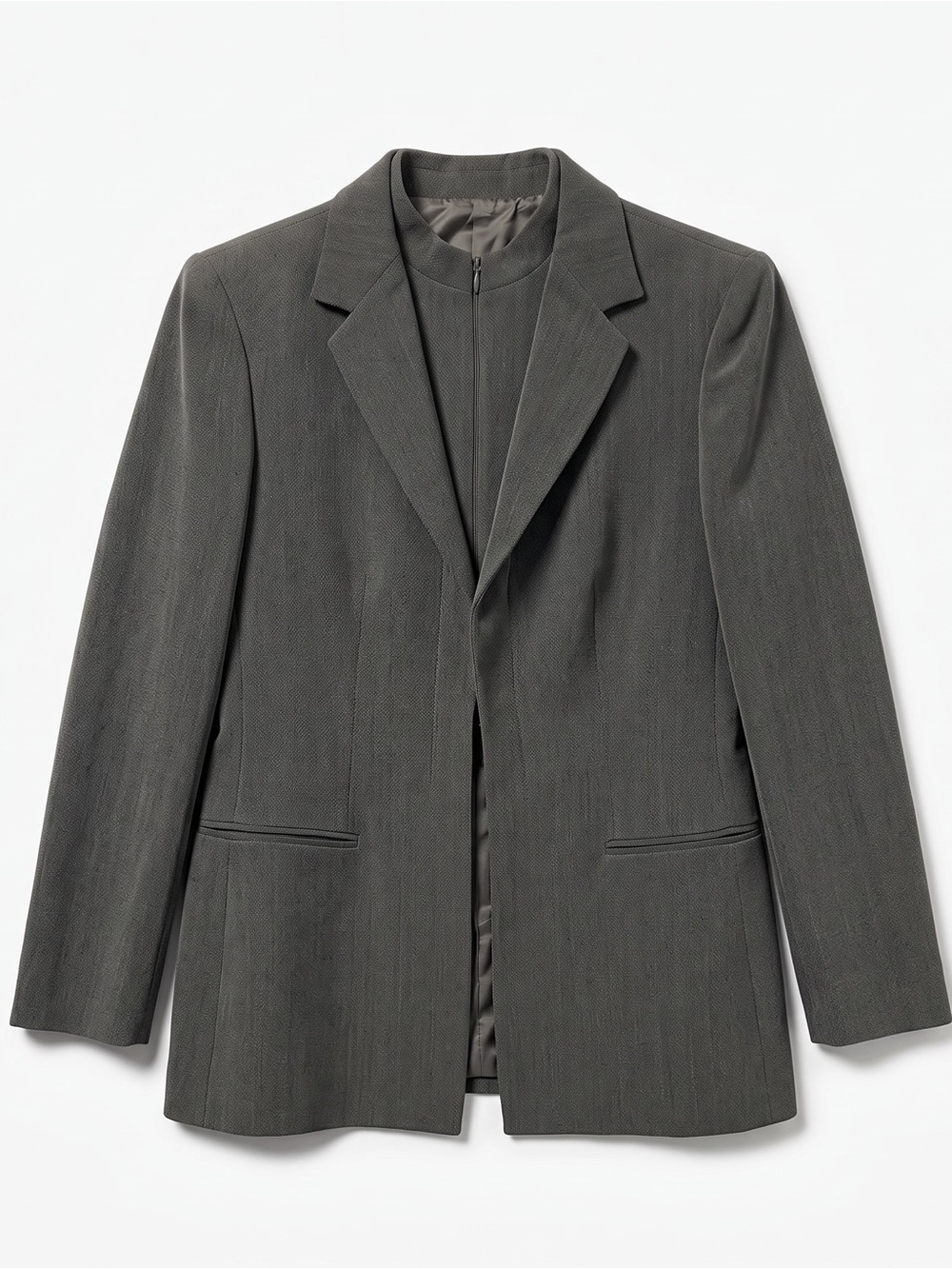 Vintage Y2K Giorgio Armani Wool Jacket Women’s M IT 46 Gray Zip Front